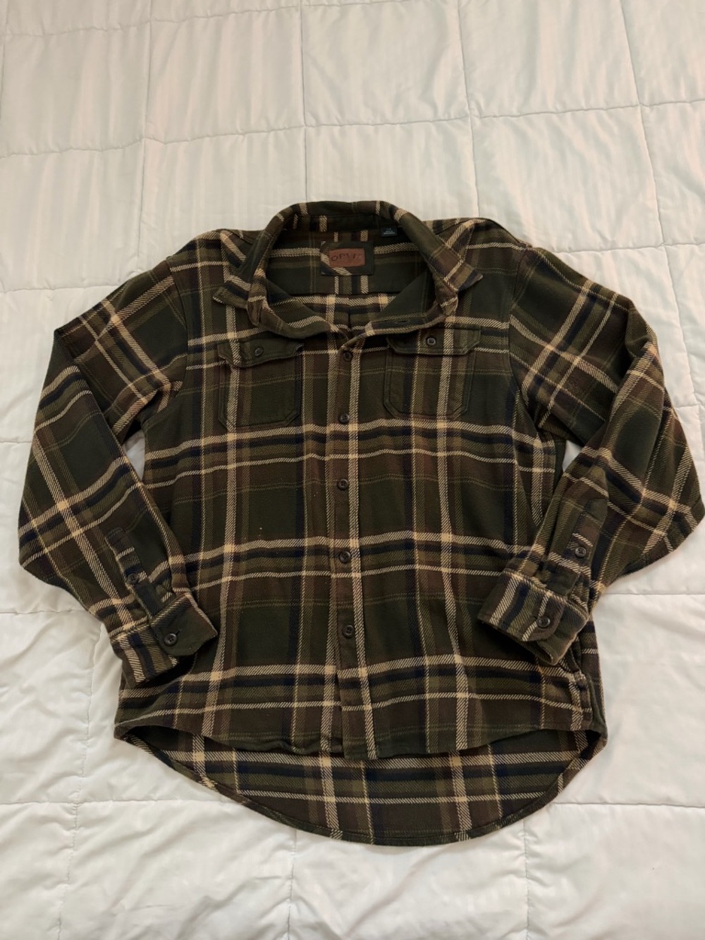 Orvis Olive Green Plaid Button-Down Shirt